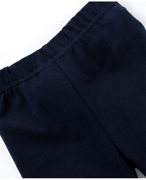 Babyhug Lace Border Three Fourth Leggings - Navy