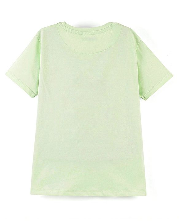 Pine Kids 100% Cotton Knit Half Sleeves Nightsuit Trees Print - Green