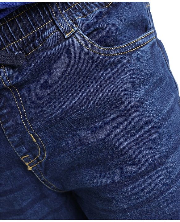 Pine Kids Cotton Elastane Full Length Elasticated Denim Jogger with Draw Cord - Blue