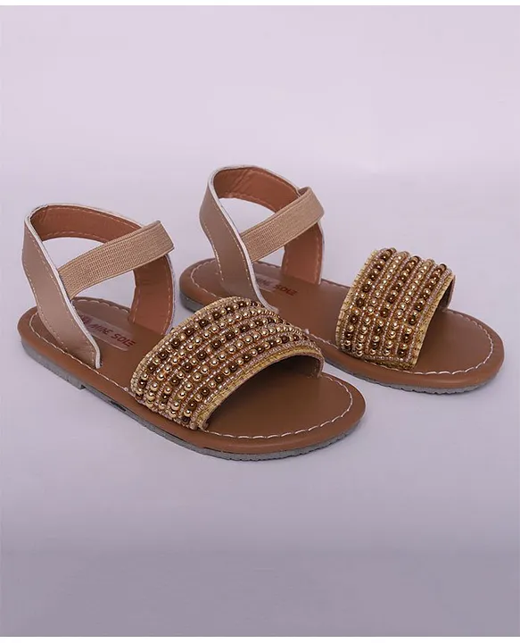 Tan Pearl Open Toe Sandals - Cunei India