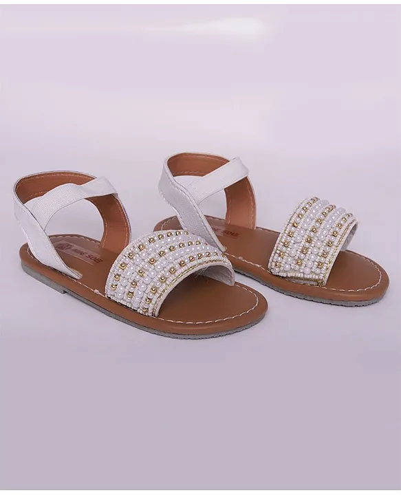 Mine Sole Pearl Beaded Stone Studded Sandals White