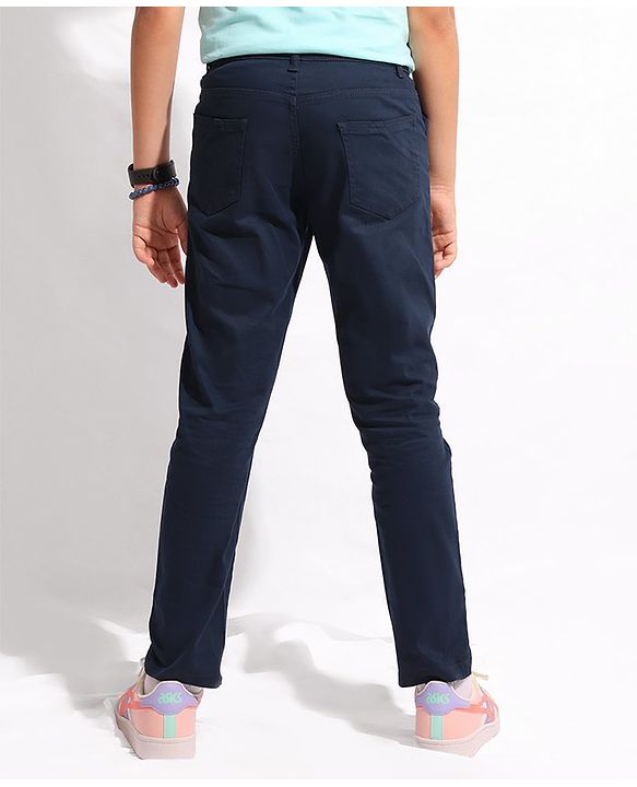 Pine Kids Cotton Woven Full Length Soft Hand Feel Formal Trouser with Stretch - Navy Blue
