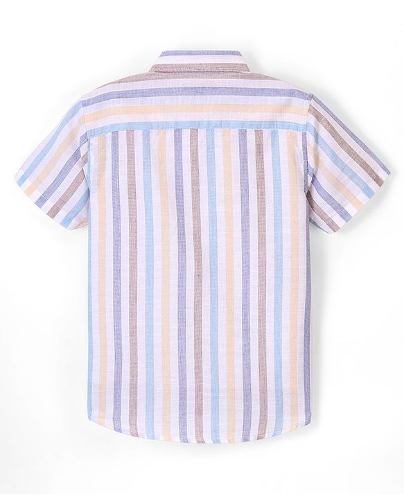 Pine Kids Half Sleeve Spread Collar Striper Shirt - Blue
