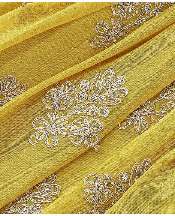 Babyhug Sleeveless Sequenced Choli With Gotta Patti Embroidered Lehenga And Dupatta- Mustard