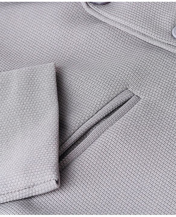 Babyhug Full Sleeves Party Wear Textured Blazer Solid- Grey