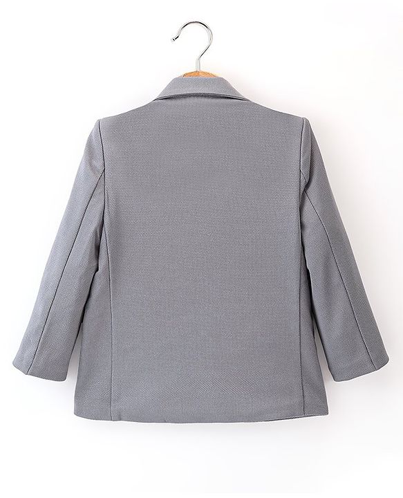 Babyhug Full Sleeves Party Wear Textured Blazer Solid- Grey