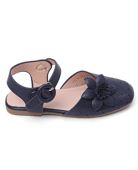 Cute Walk by Babyhug Bellies with Buckle Closure Floral Applique - Navy Blue