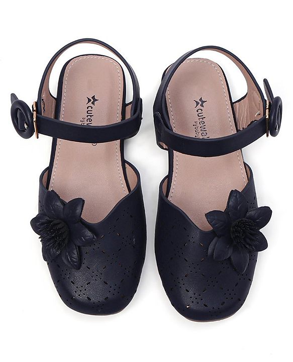 Cute Walk by Babyhug Bellies with Buckle Closure Floral Applique - Navy Blue