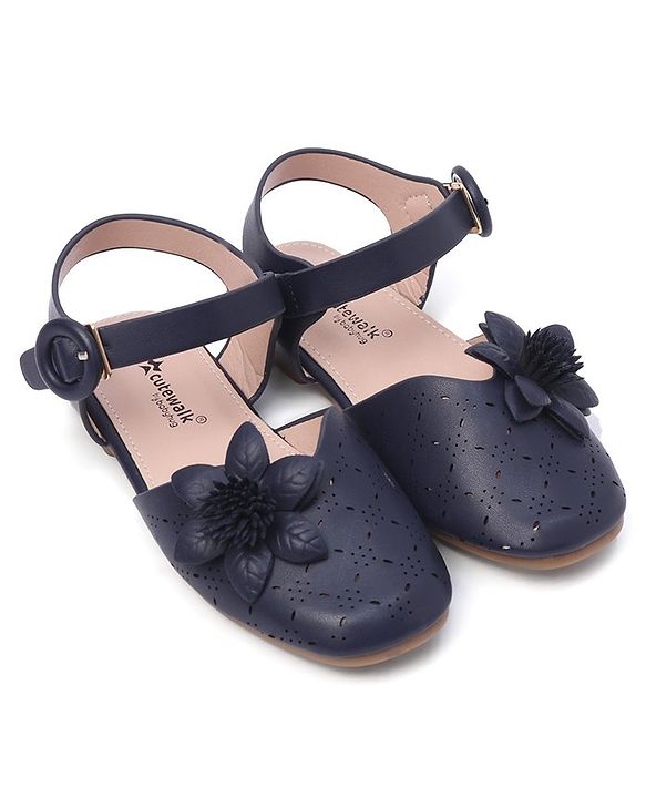 Cute Walk by Babyhug Bellies with Buckle Closure Floral Applique - Navy Blue