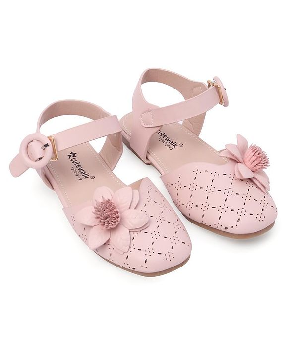 Cute Walk by Babyhug Bellies with Buckle Closure Floral Applique - Navy Blue