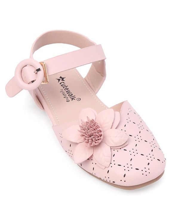Cute Walk by Babyhug Bellies with Buckle Closure Floral Applique - Navy Blue