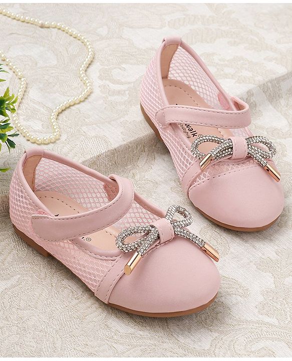 Cute Walk By Babyhug Bellies with Velcro Closure & Bow Applique - Pink