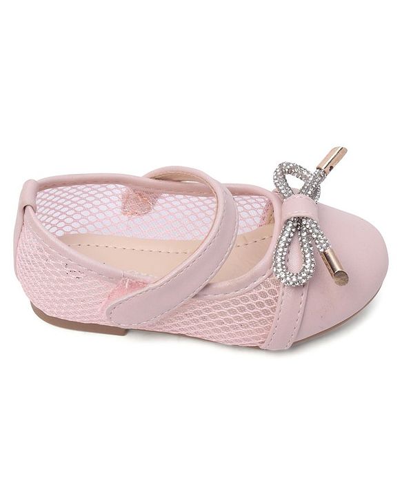 Cute Walk By Babyhug Bellies with Velcro Closure & Bow Applique - Pink