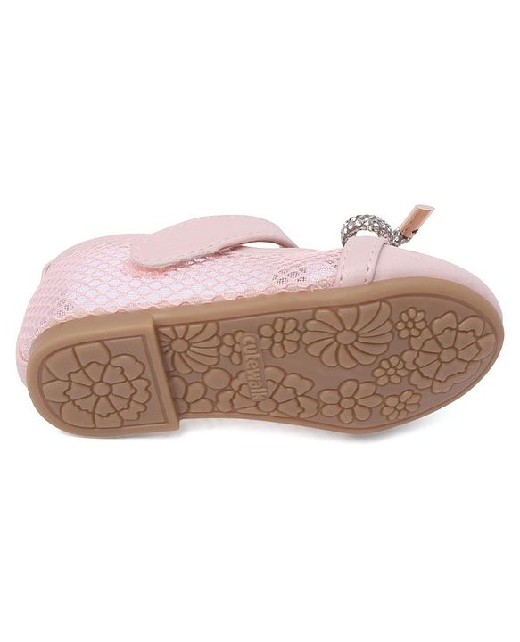 Cute Walk By Babyhug Bellies with Velcro Closure & Bow Applique - Pink
