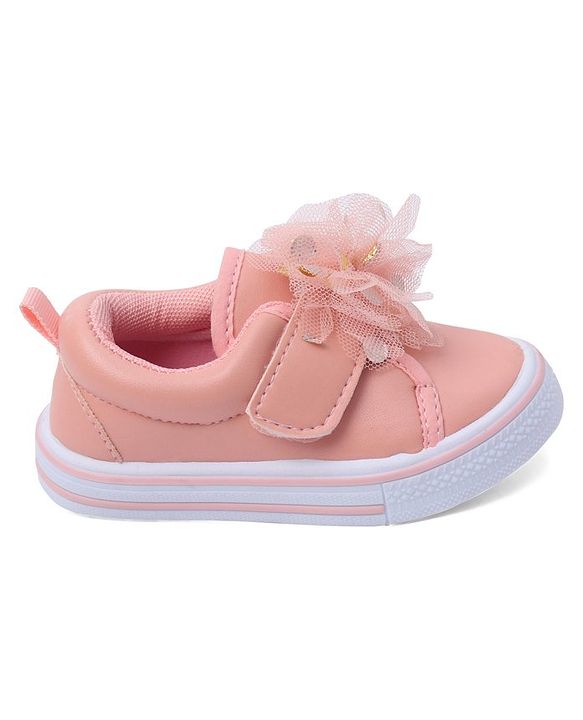 Cute Walk by Babyhug Casual Shoes with Velcro Closure & Floral Applique - Pink