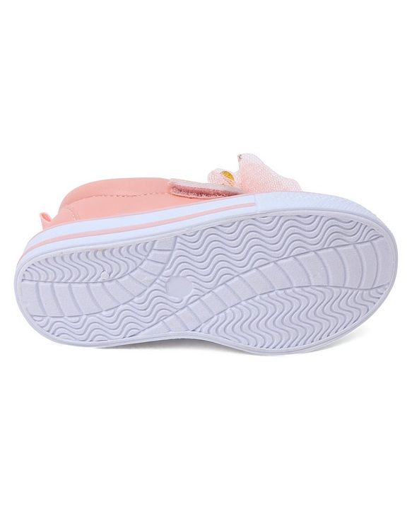 Cute Walk by Babyhug Casual Shoes with Velcro Closure & Floral Applique - Pink