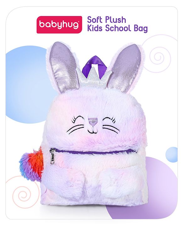 Babyhug Soft Plush Kids Rabbit School Bag Pink - 12 Inches