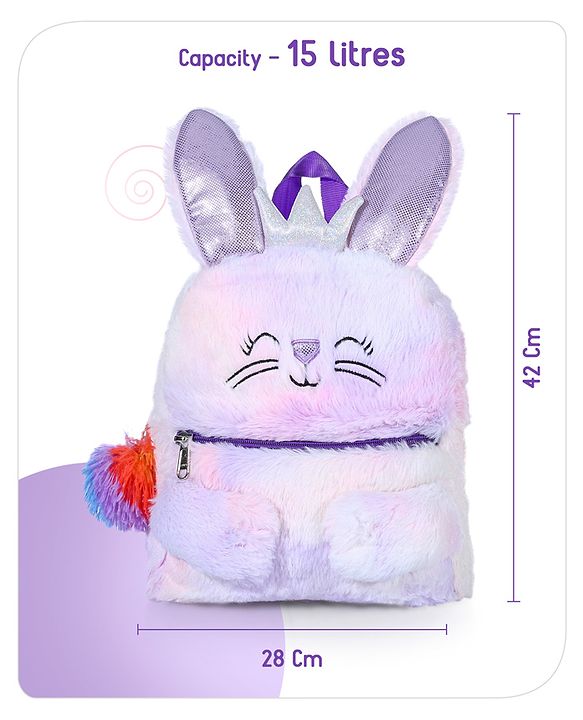 Babyhug Soft Plush Kids Rabbit School Bag Pink - 12 Inches