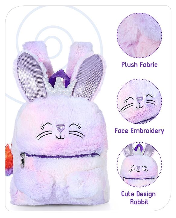 Babyhug Soft Plush Kids Rabbit School Bag Pink - 12 Inches