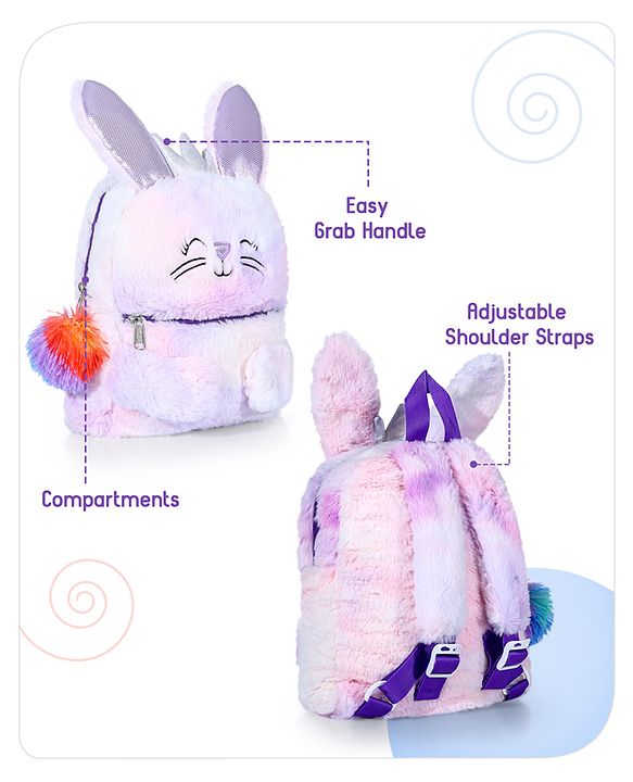 Babyhug Soft Plush Kids Rabbit School Bag Pink - 12 Inches