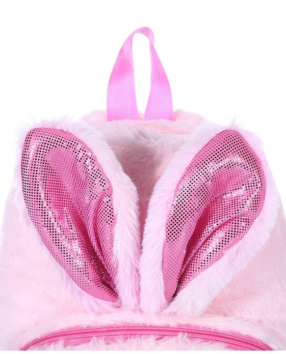 Babyhug Soft Plush Kids Rabbit School Bag Pink - 12 Inches