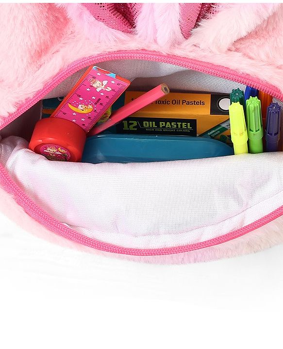 Babyhug Soft Plush Kids Rabbit School Bag Pink - 12 Inches