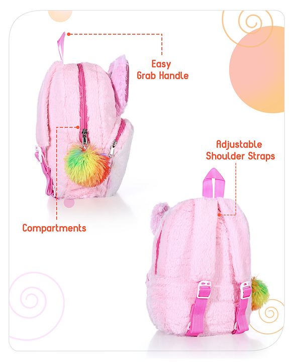 Babyhug Soft Plush Kids Kitten School Bag Purple - 12 Inches