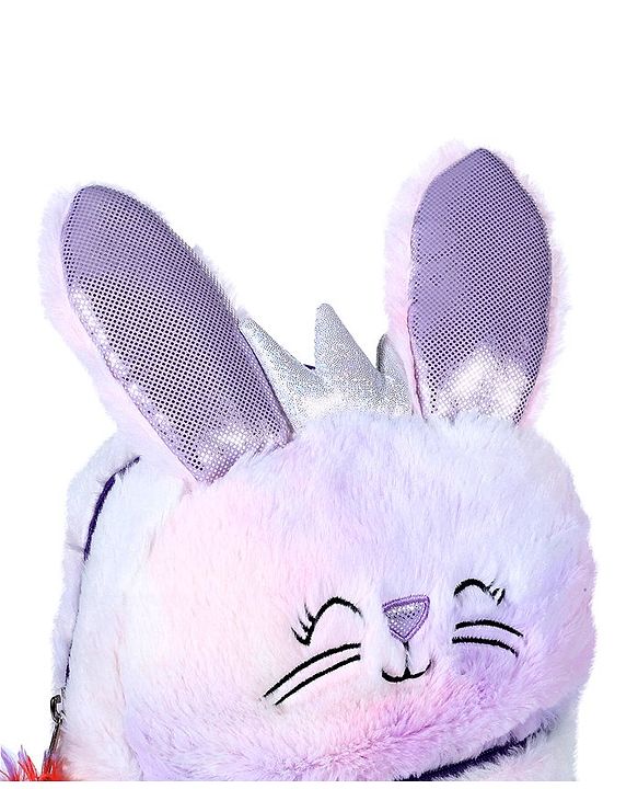 Babyhug Soft Plush Kids Kitten School Bag Purple - 12 Inches