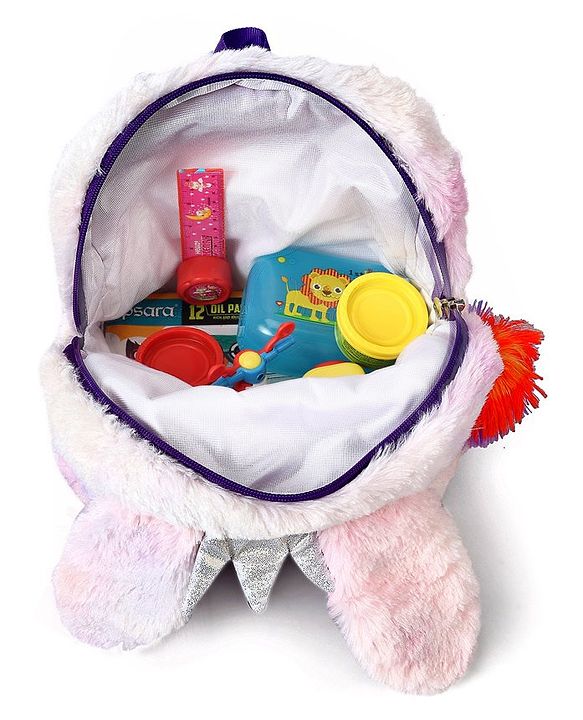 Babyhug Soft Plush Kids Kitten School Bag Purple - 12 Inches