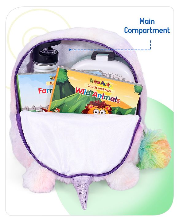Babyhug Soft Plush Unicorn Twilight Sparkling Kids School Bag Purple & Pink - 12 Inches