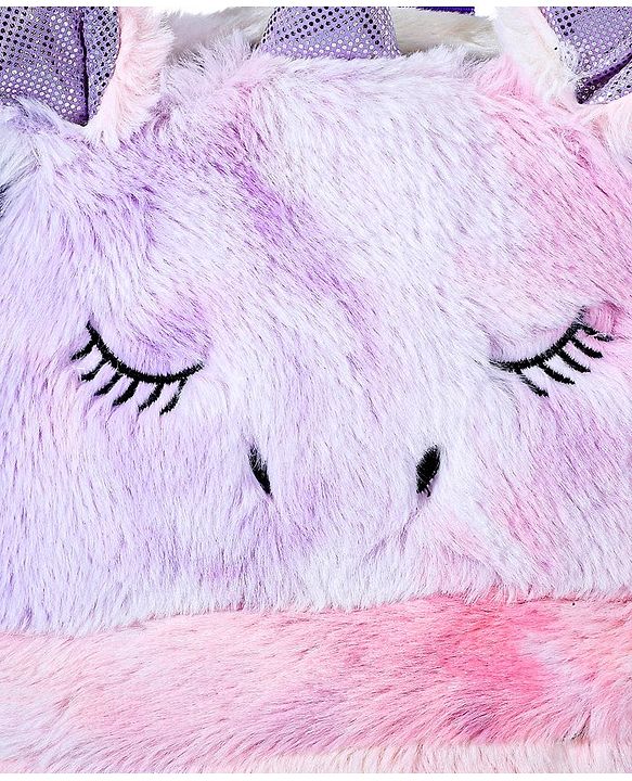 Babyhug Soft Plush Unicorn Twilight Sparkling Kids School Bag Purple & Pink - 12 Inches