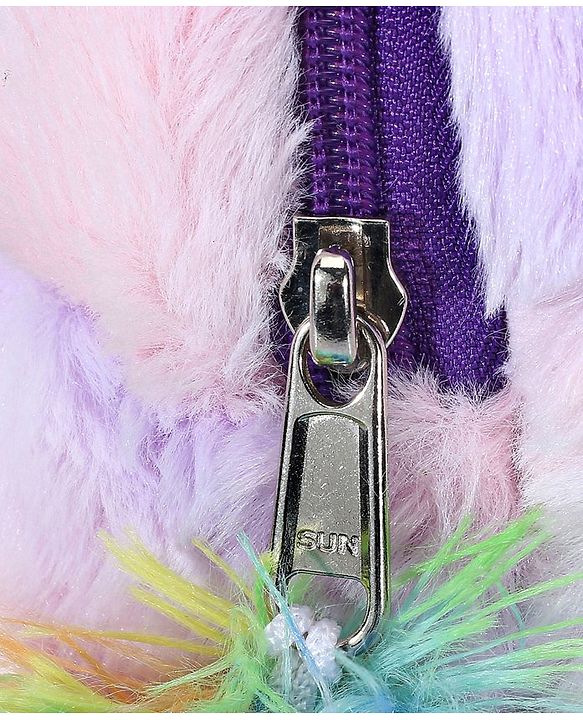 Babyhug Soft Plush Unicorn Twilight Sparkling Kids School Bag Purple & Pink - 12 Inches