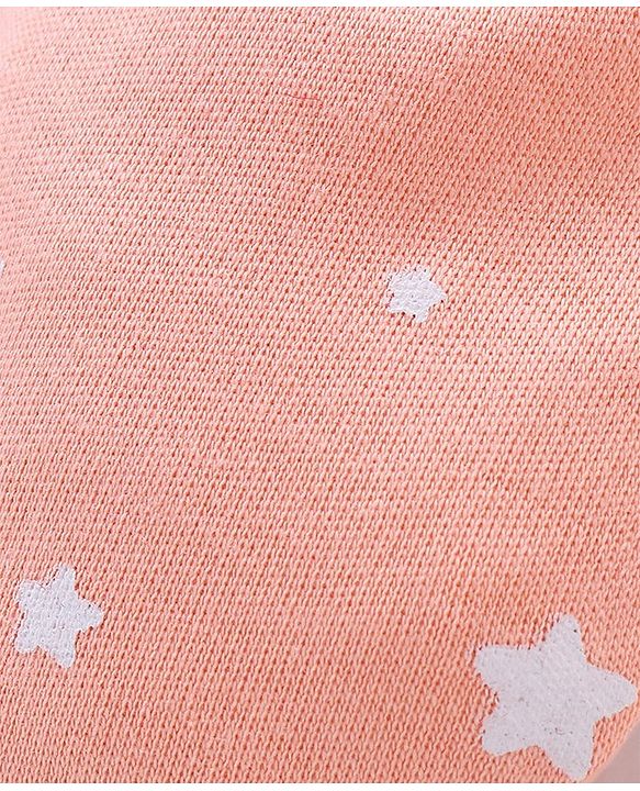 Babyhug 100% Cotton Cap Mittens And Booties Star Print - Peach