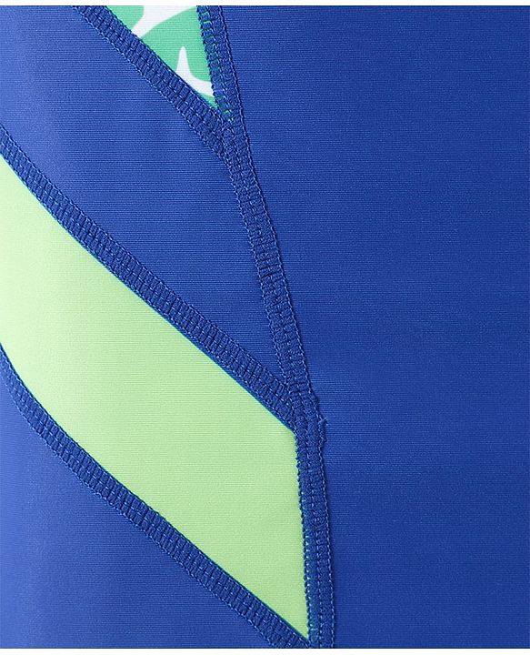 Pine Active Sleeveless V Cut Swimsuit Text Print - Blue