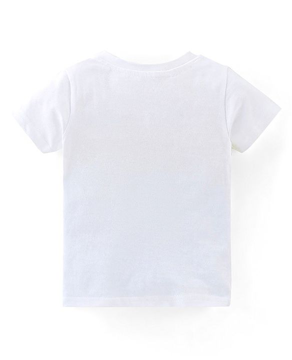 Babyhug Cotton Knit Half Sleeves T-Shirts with Dino Print Pack of 3 - White Blue & Green