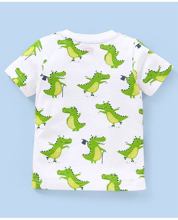 Babyhug Cotton Jersey Half Sleeves T-Shirt Crock Print Pack Of 3 - Green & White
