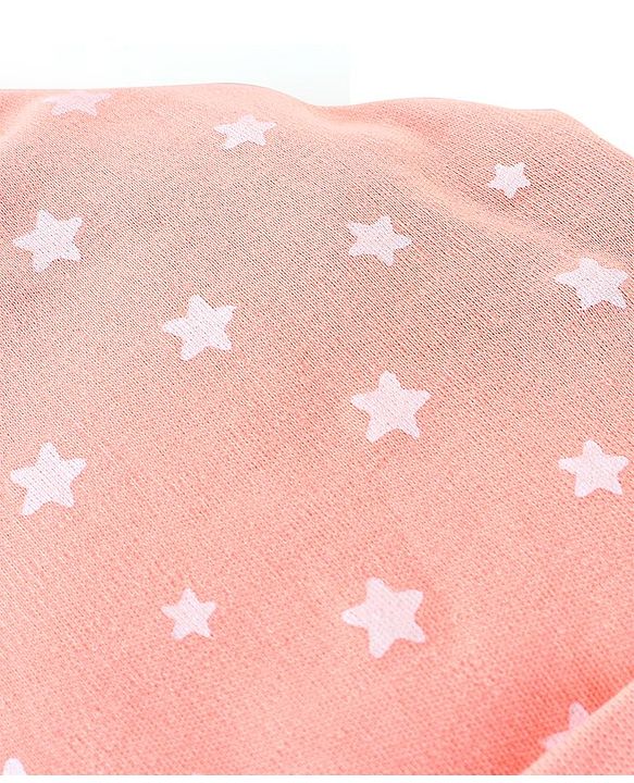 Babyhug 100% Cotton Cap Star Print  Peach - Diameter 11.5 cm