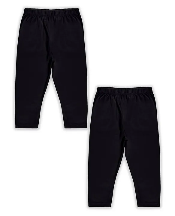 Kiddopanti Pack Of 2 Solid Capri Leggings - Black