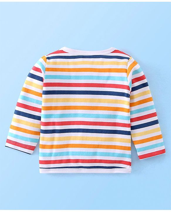 Babyhug 100% Cotton Full Sleeves Vests Stripes & Space Print Pack of 3- Red & Blue