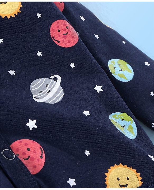 Babyhug 100% Cotton Full Sleeves Vests Stripes & Space Print Pack of 3- Red & Blue
