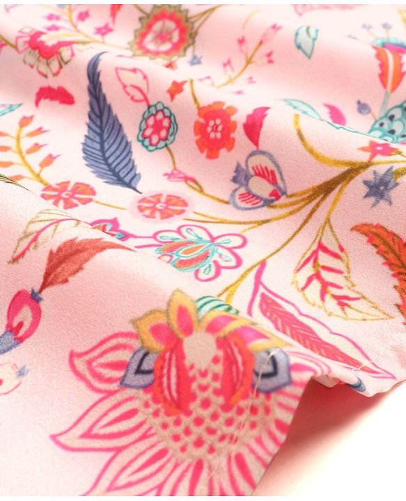 Babyhug Half Sleeves Kaftan Top With Leggings Floral Print- Peach