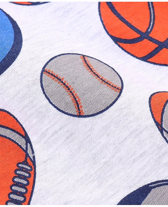 Babyhug Cotton Knit Half Sleeves Text & Balls Printed T-Shirts Pack of 3 - Red & Navy Blue