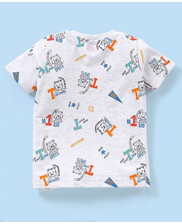 Babyhug Cotton Half Sleeves T-Shirts Tiger Print Pack Of 3 - Grey & Orange