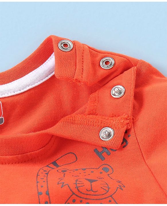 Babyhug Cotton Half Sleeves T-Shirts Tiger Print Pack Of 3 - Grey & Orange