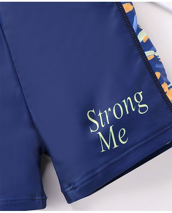Babyhug Swimming Trunk Text Print - Blue