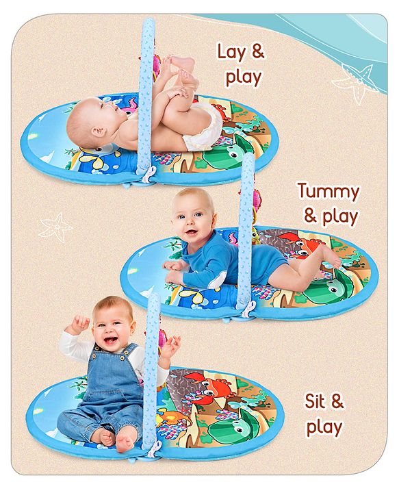 Babyhug Farm Animal Playgym - Multicolour | Farmyard Activity Mat with Interactive Hanging Toys | Encourages Sensory Exploration & Motor Development | Soft & Safe for Babies | BIS Certified