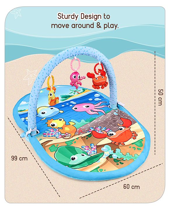 Babyhug Farm Animal Playgym - Multicolour | Farmyard Activity Mat with Interactive Hanging Toys | Encourages Sensory Exploration & Motor Development | Soft & Safe for Babies | BIS Certified