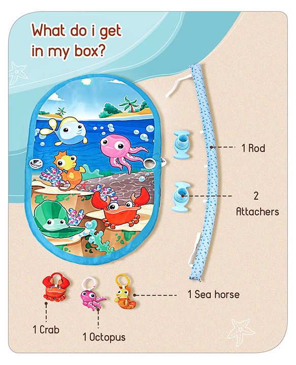 Babyhug Farm Animal Playgym - Multicolour | Farmyard Activity Mat with Interactive Hanging Toys | Encourages Sensory Exploration & Motor Development | Soft & Safe for Babies | BIS Certified