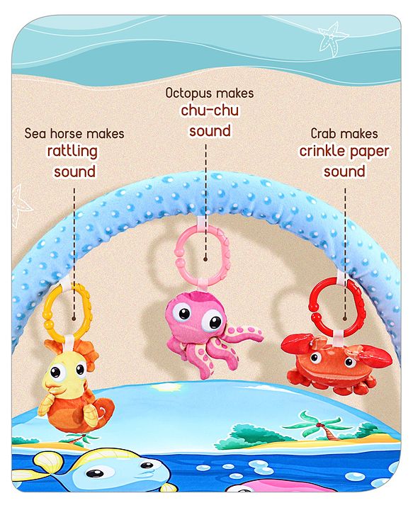 Babyhug Farm Animal Playgym - Multicolour | Farmyard Activity Mat with Interactive Hanging Toys | Encourages Sensory Exploration & Motor Development | Soft & Safe for Babies | BIS Certified