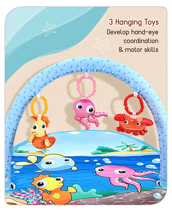 Babyhug Farm Animal Playgym - Multicolour | Farmyard Activity Mat with Interactive Hanging Toys | Encourages Sensory Exploration & Motor Development | Soft & Safe for Babies | BIS Certified